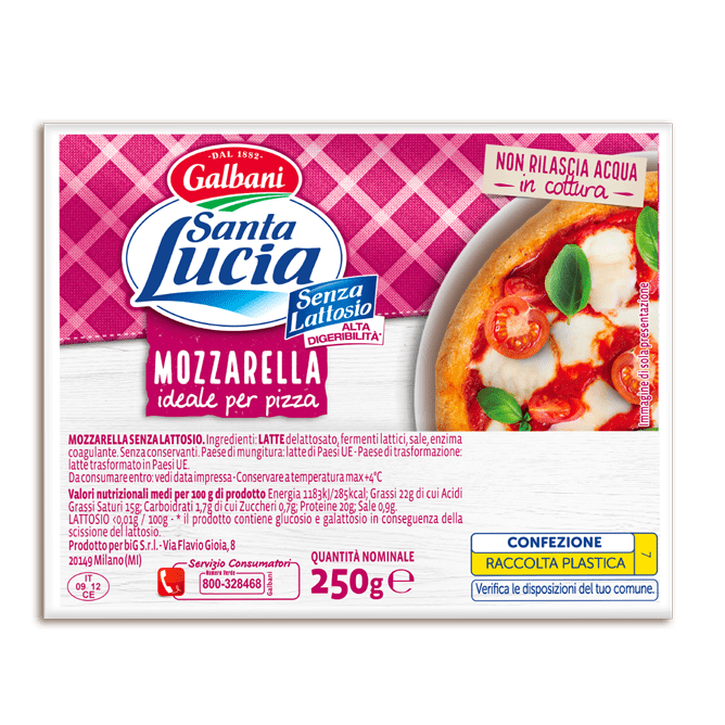 Mozzarella per pizza Senza Lattosio