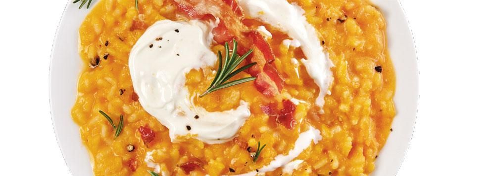 Risotto alla zucca con mascarpone, rosmarino e pancetta