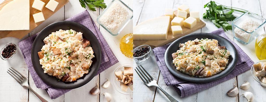 Risotto zucca, porcini e provolone