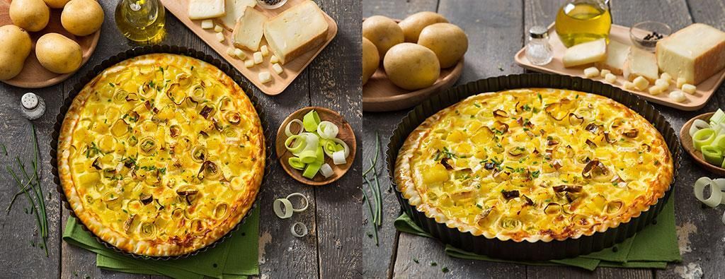 Torta salata con porri patate e formaggio