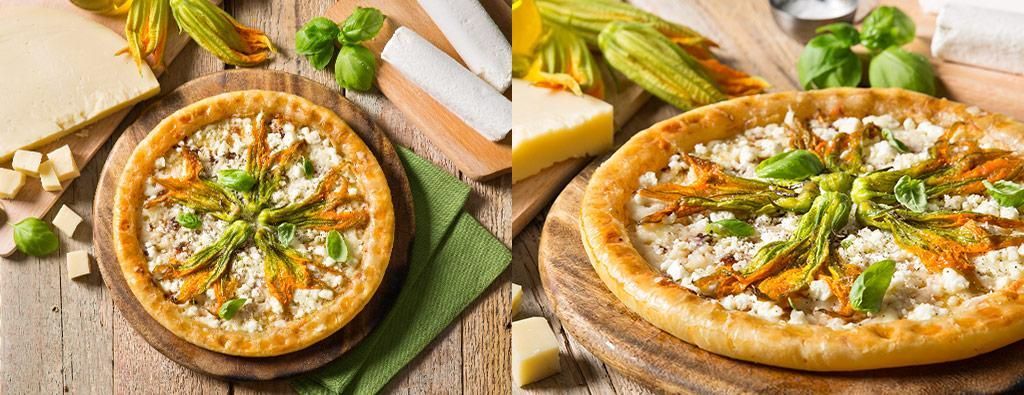 Torta salata con pasta sfoglia fiori di zucca e provolone
