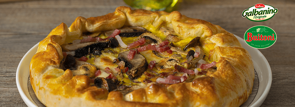 Torta montanara funghi e speck
