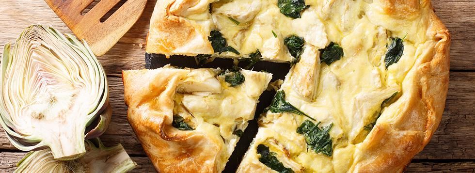 Torta salata con carciofi e scamorza