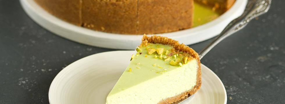 Cheesecake con crema al pistacchio