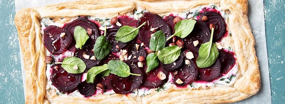 Torta salata barbabietola e ricotta
