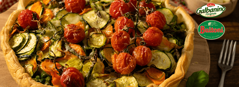 Torta salata con verdure primavera e Galbanino
