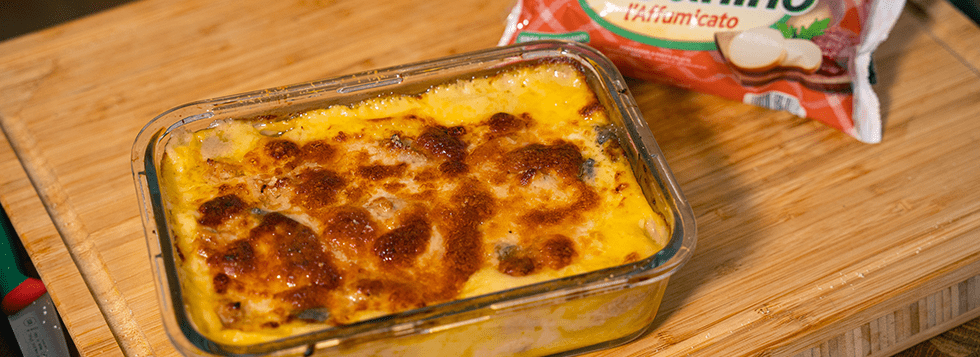 Lasagna con zucca, tartufo, salsiccia e Galbanino l’Affumicato di @meschini_chef