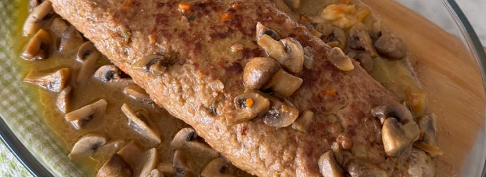 Polpettone con capocollo, Galbanino Senza Lattosio e funghi