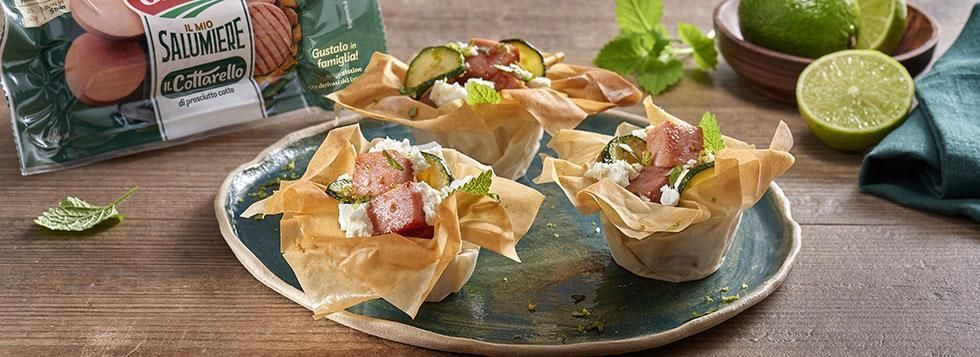 Cestini di pasta fillo ripieni