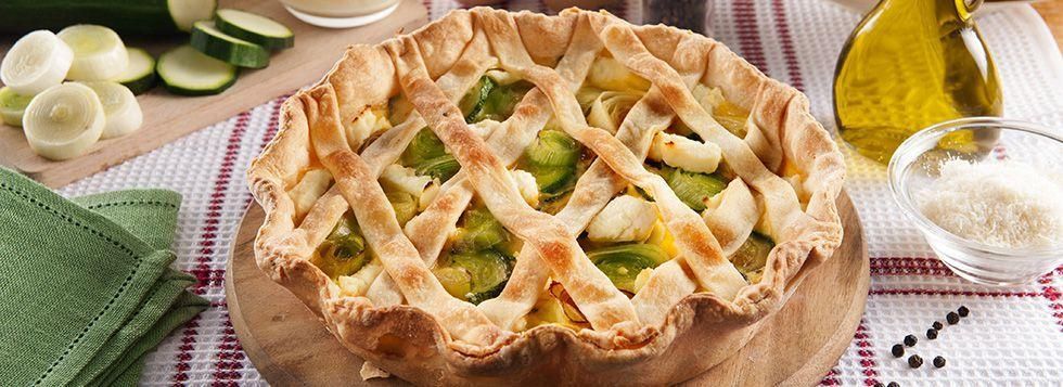 Quiche alla ricotta con porri e zucchine