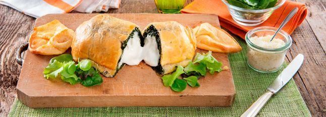 Caramella ripiena di mozzarella ed erbette