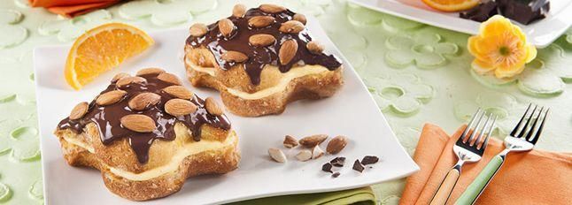 Colombine con crema all'arancia e glassa al cioccolato fondente