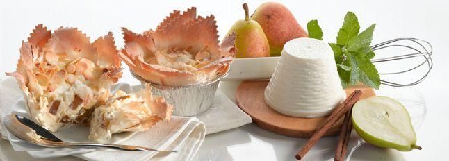Cestello di pasta fillo con Ricottina leggera e pere