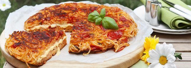 Frittata di spaghetti con pomodori e Galbanino