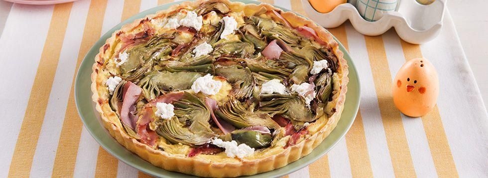 Torta salata ai carciofi con ricotta e prosciutto
