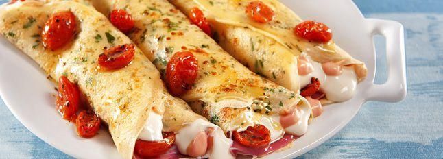 Crepes alle erbe con pomodorini confit e Galbanino