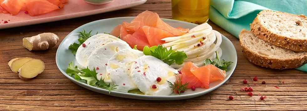 Piatto Unico con Salmone, Finocchi, Zenzero e Mozzarella