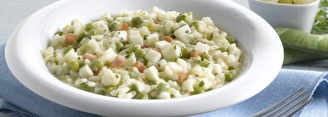Risi e bisi con mozzarella