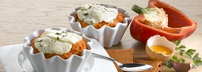 Sformatino di baccalà mantecato con peperoni rossi e mozzarella