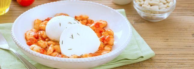 Cannellini in umido con mozzarella al timo