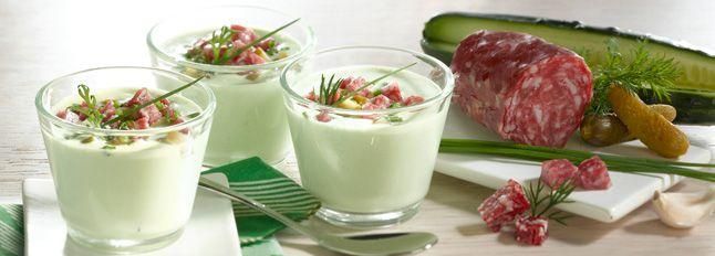 Zuppa di yogurt e cetriolo con Galbanetto