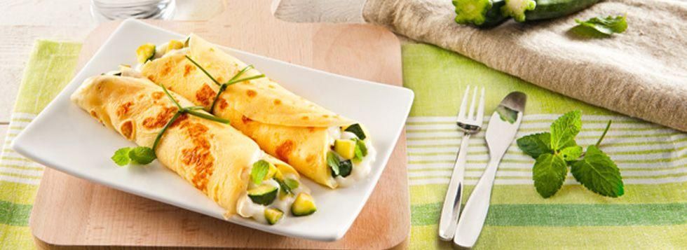 Cannoncini di crêpes con Galbanino Fior di Fette, Zucchine e Menta