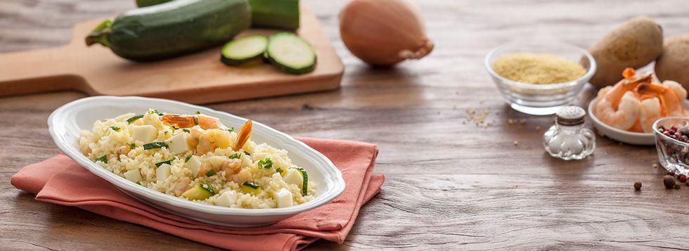 Cous cous gamberetti e zucchine