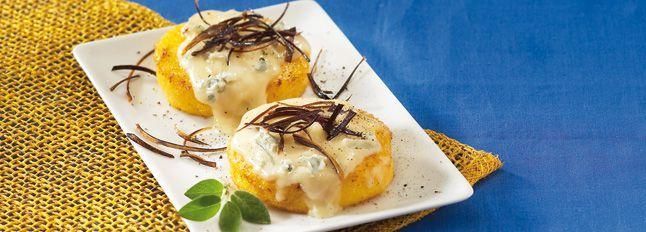 Crostone Di Polenta Con Julienne Di Melanzane