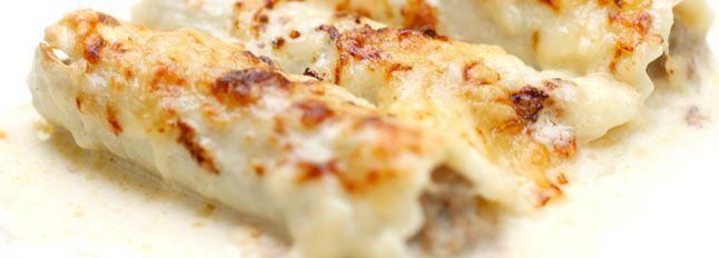 Cannelloni con porro e gorgonzola