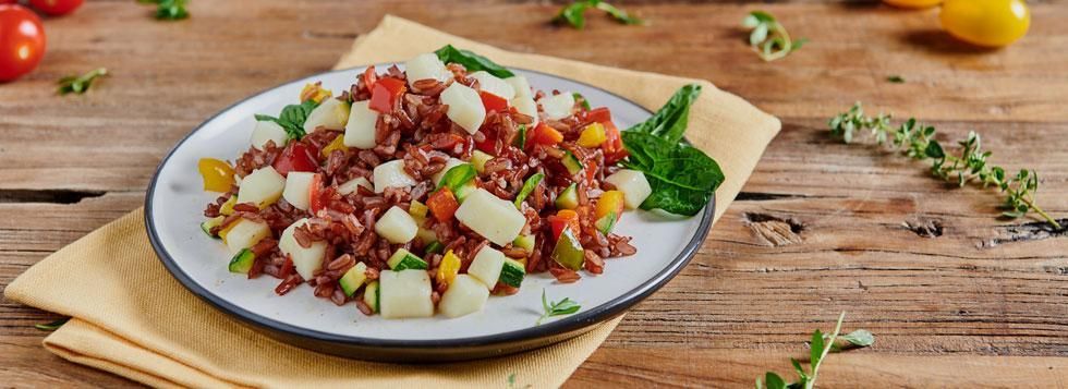 Insalata di riso rosso, verdure e Galbanino