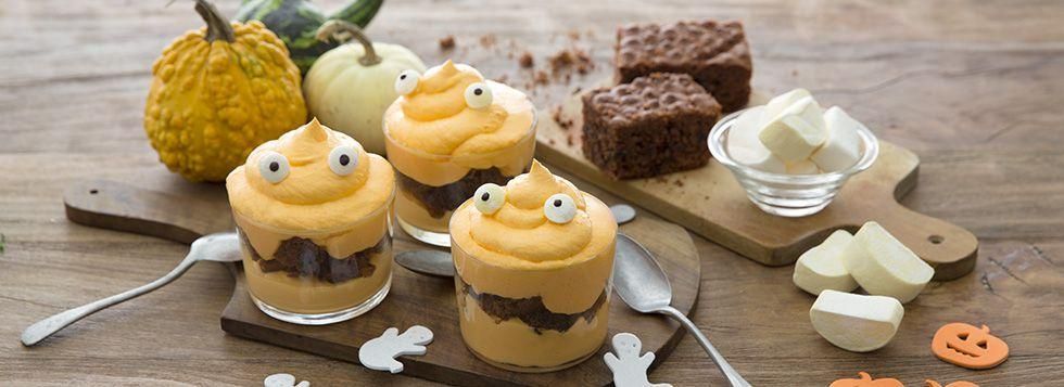 MOSTRI IN VASETTO (crema di zucca e pandispagna al cioccolato)