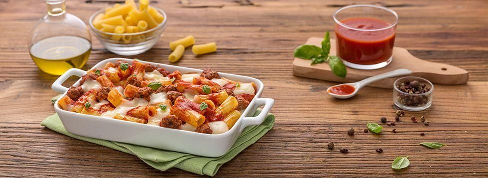 Pasta al forno con polpettine e Galbanino