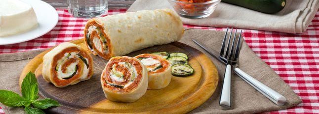 Piadina con N'duja calabrese, zucchine grigliate e menta