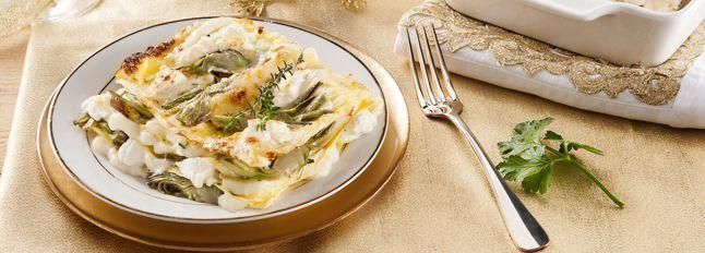 Lasagne cacio e pepe ai carciofi e ricotta