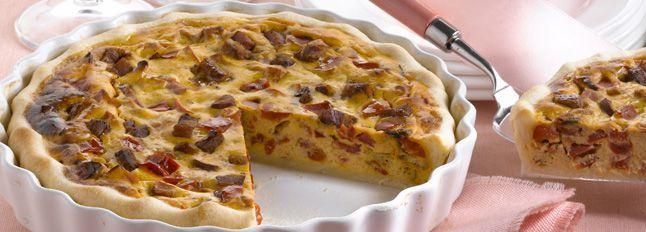 Torta salata ricotta, pancetta e peperoni