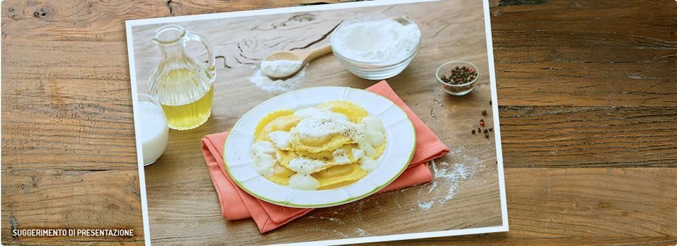 Ravioli gamberi e mozzarella