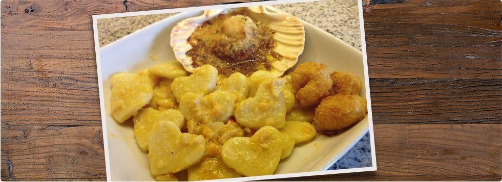 Cuori morbidi alla ricotta con capesante