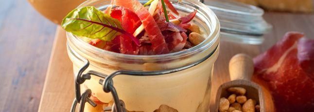 Tiramisù parmigiano, coppa e pinoli