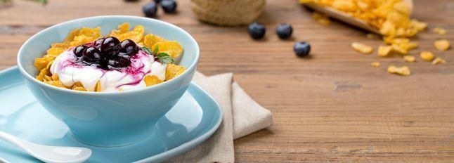 Crema alla Ricotta con corn flakes e mirtilli