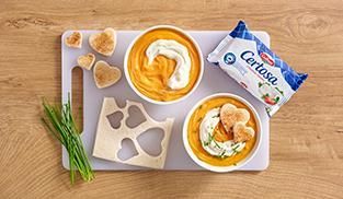 vellutata di zucca con certosa in pirottini