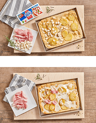 Pizza con patate e prosciutto cotto preparazione 4 Pizza con patate e prosciutto cotto preparazione 4