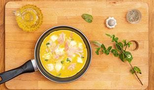 Frittata di mozzarella e prosciutto cotto Frittata di mozzarella e prosciutto cotto