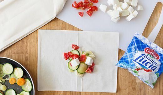 farcire la pasta fillo con le verdure e mozzarella